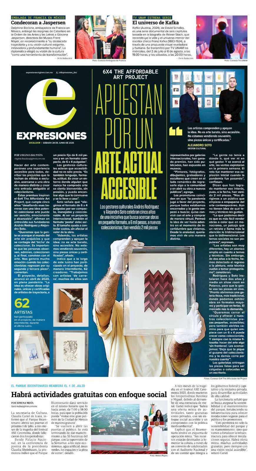 6x4 The Affordable Art Project, que cumple cinco años “desafiando esas barreras con una idea potente: coleccionar arte puede ser sencillo, emocionante y alcanzable”, afirman en entrevista sus fundadores Andrés Rodríguez y Alejandro Soto.