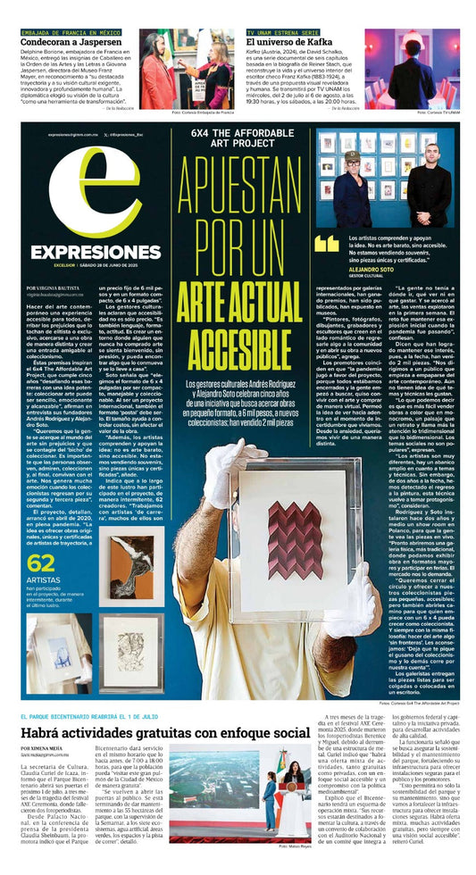 6x4 The Affordable Art Project, que cumple cinco años “desafiando esas barreras con una idea potente: coleccionar arte puede ser sencillo, emocionante y alcanzable”, afirman en entrevista sus fundadores Andrés Rodríguez y Alejandro Soto.
